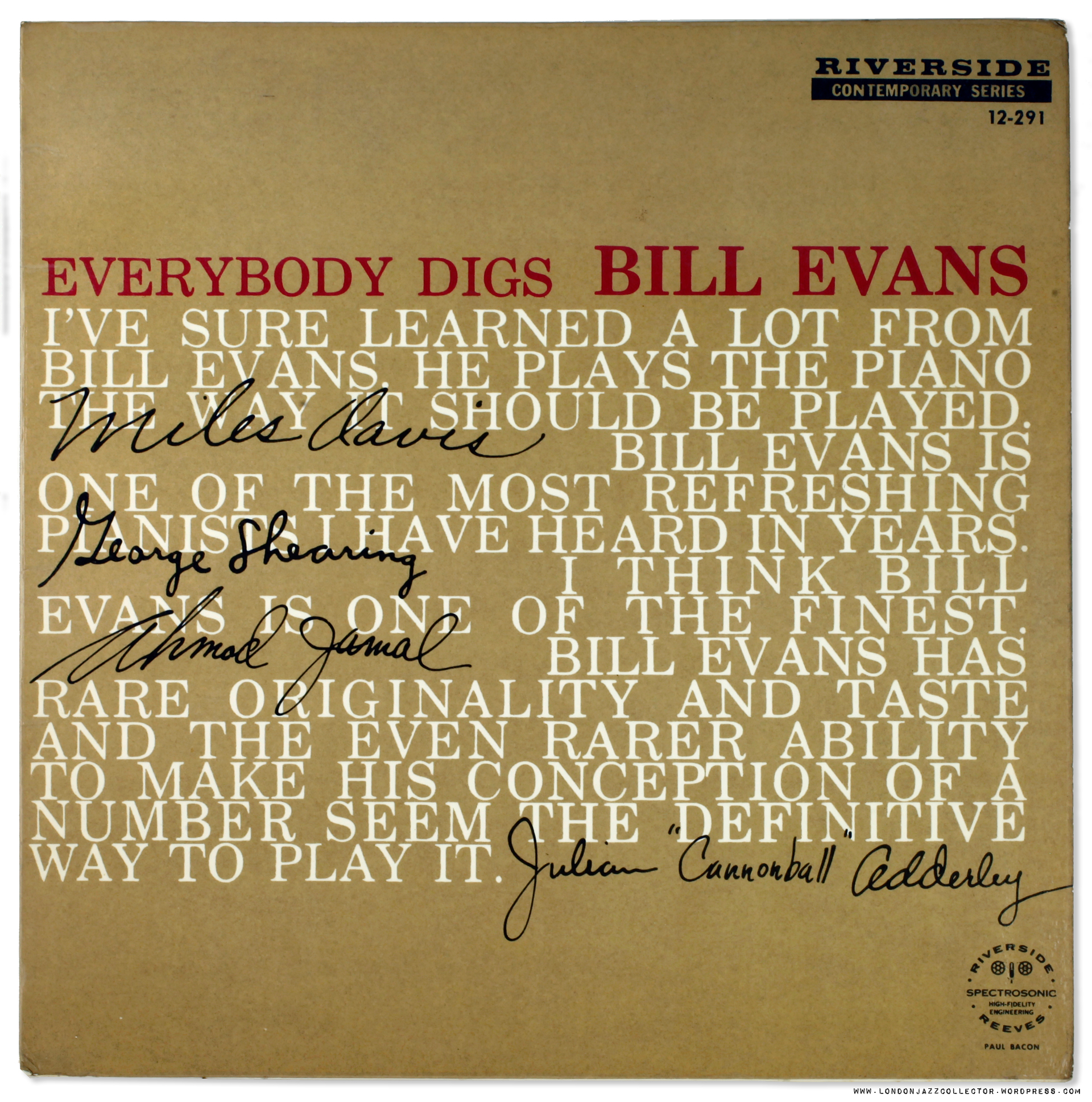 Bill Evans “Everybody Digs Bill Evans” (1958) | LondonJazzCollector